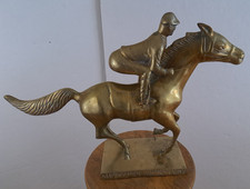 Vintage Brass Arabian Charger Horse & Jockey 24