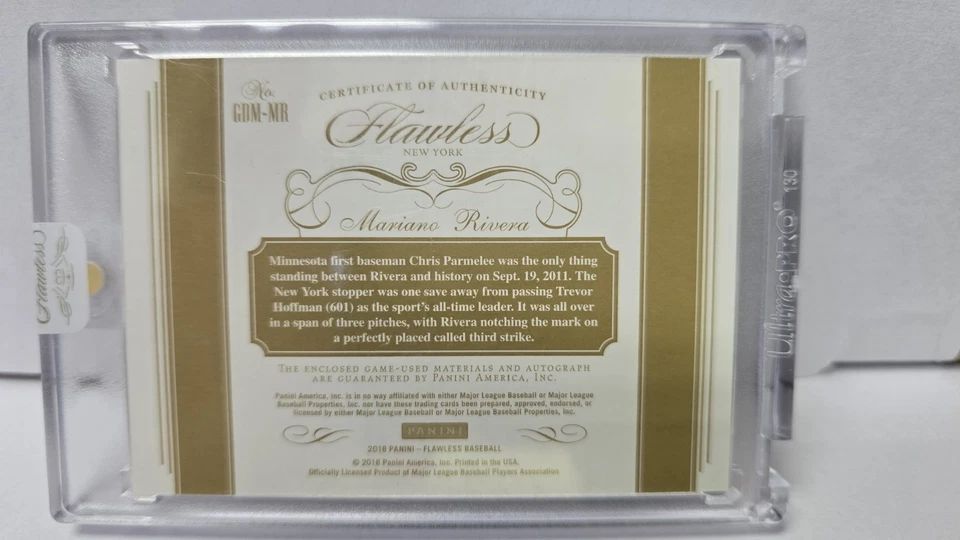 Camiseta deportiva 2018 Flawless Baseball Mariano Rivera #GDM-MR usada en juegos automática 4/5 Yankees Foto 2 de 2