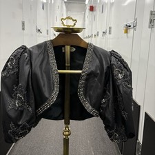 Vintage Claires Collection Bolero Jacket Beaded Cropped Puffed Sleeves36  Chest