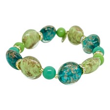 Murano Glasarmband Hellgr&uuml;n Gold Handgefertigt Armband Venedig