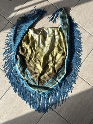 Schöne Seidentuch Von Codello Türkis Grün Batik Muster Mit Fransen Neu