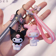 New Sanrio Keychain, My Melody and Kuromi, with Charms and Metal Brand Keychain
