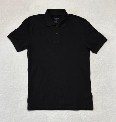 LC Waikiki Polo Shirt Mens Medium Black Basic Standard Fit 100% Cotton Casual