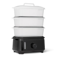 Amazon Basics Electric Food Steamer for Cooking Vegetables with L, Black