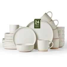 Milkyway Stoneware Dinnerware Sets with Mugs, Service for 6 (24 Pieces), Reac...