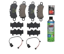 Front Brake Pad Set + Sensors + Brake Cleaner + Lubricant for PORSCHE