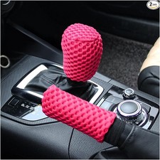 2 Pack Car Gear Shift Knob Cover  Handbrake Cover, Automotive Anti- Rose Red