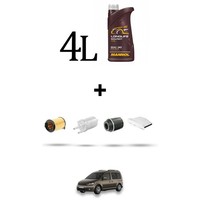 Hoffcar Wartungsset 4 Filter Und 4L ÖL FüR VW Caddy III (2C) 1.2 TSI 63KW