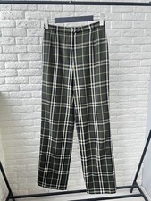 Burberry London Vintage Green Checked Wool Pants Trousers Women's Size UK 10