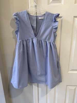 Mustard Seed Small Lavender Blue Baby Doll Dress With Built In Romper Lining
