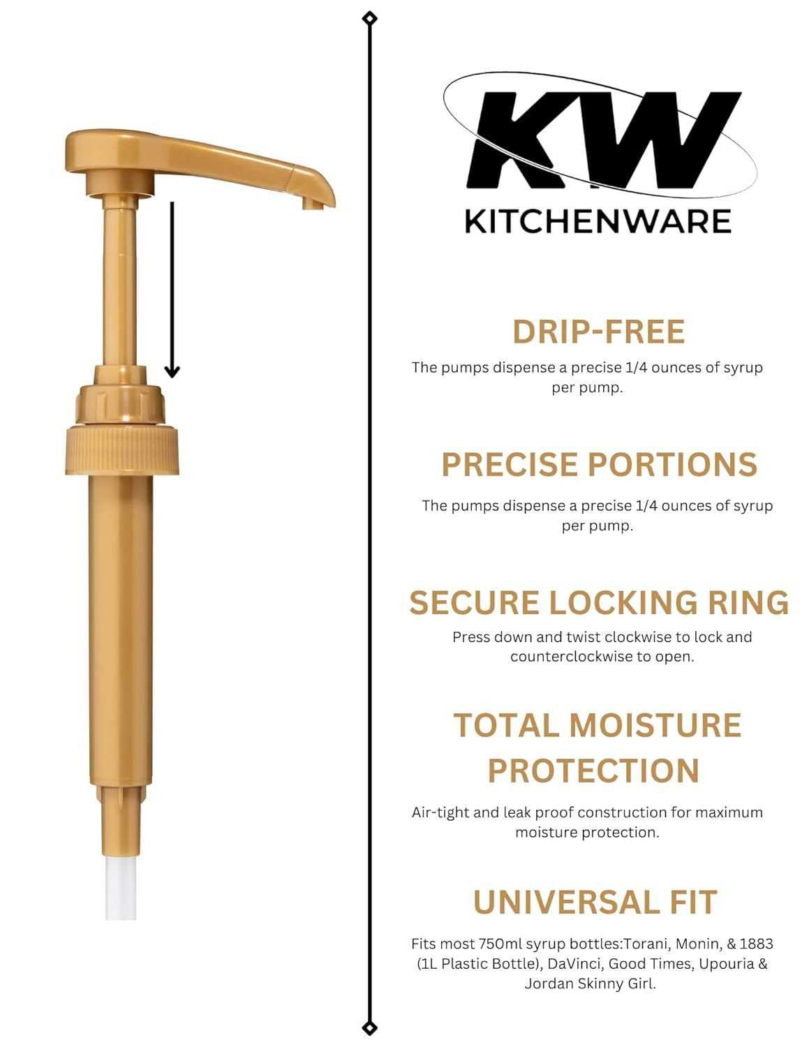 Syrup Pumps, 6-Pack | Fits 750 Ml/25.4 Oz Torani, Davinci, and Jordan Skinny Bot