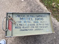 ORIGINAL WWI US ARMY MODEL 1906 M1903 RIFLE .30-06 CAL AMMO TIN CRATE-DATED 1915