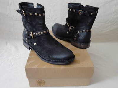 NEW UGG  Australia Fabrizia Studs Black Motorcycle Boots SZ 5 $275