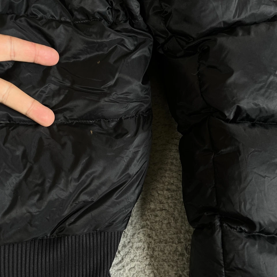 Nike Puffer Jacket Youth S 4-6 Black Hood Coat Grey Duck Down Full Zip Swoosh - Image 3 of 4