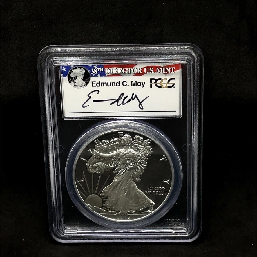 2015 W $1 American Silver Eagle  PCGS PR70DCAM First Strike Edmund Moy 1 0f 2015 - Image 4 of 4
