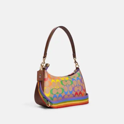 NWT Coach Pride Teri Shoulder Bag In Rainbow Signature Canvas | eBay