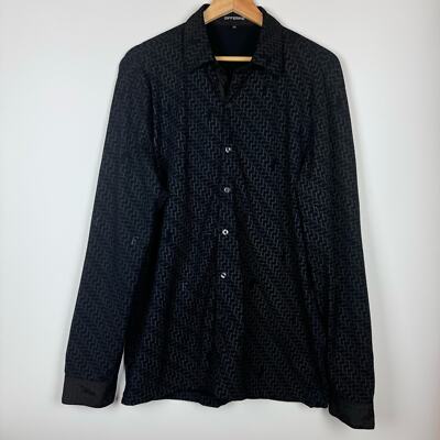 GFFERRE Men Black Dress Shirt Size EU 54/ US L