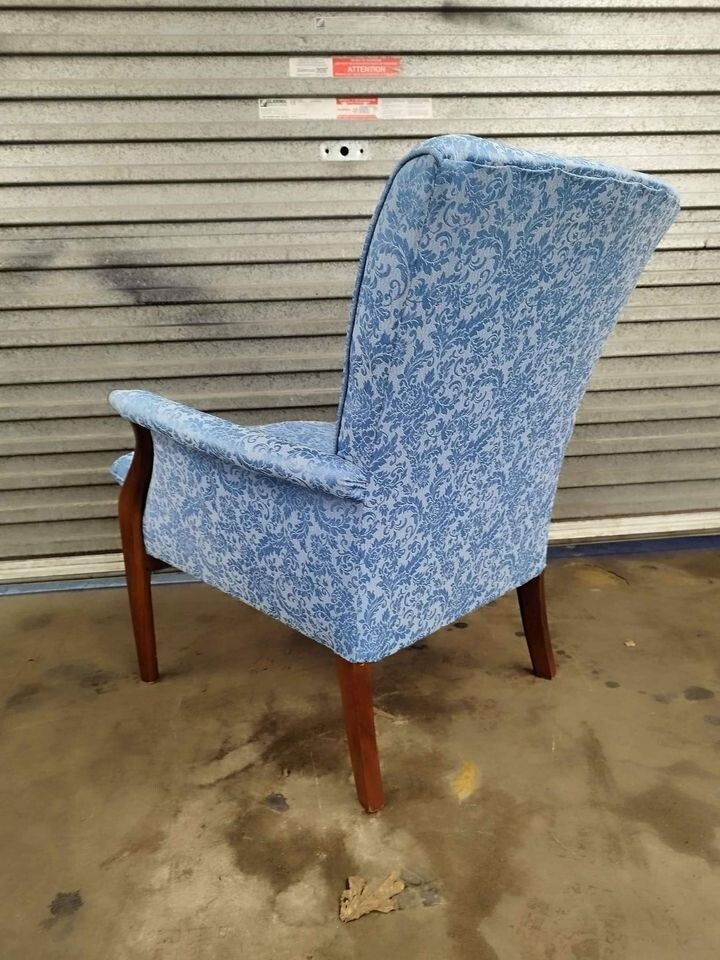 Vintage Parker Knoll Froxfield Chair Armchair Blue Flock PK 749