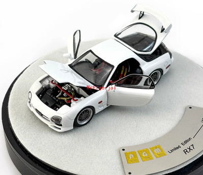 TG PGM 1:64 White JDM RX-7 FD3S Round Racing Sports Model Diecast Metal Car New