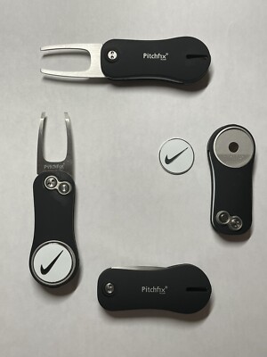 (1) Pitchfix Golf Switchblade Divot Tool Hybrid 2.0 W/1'' Nike Coin Golf Marker