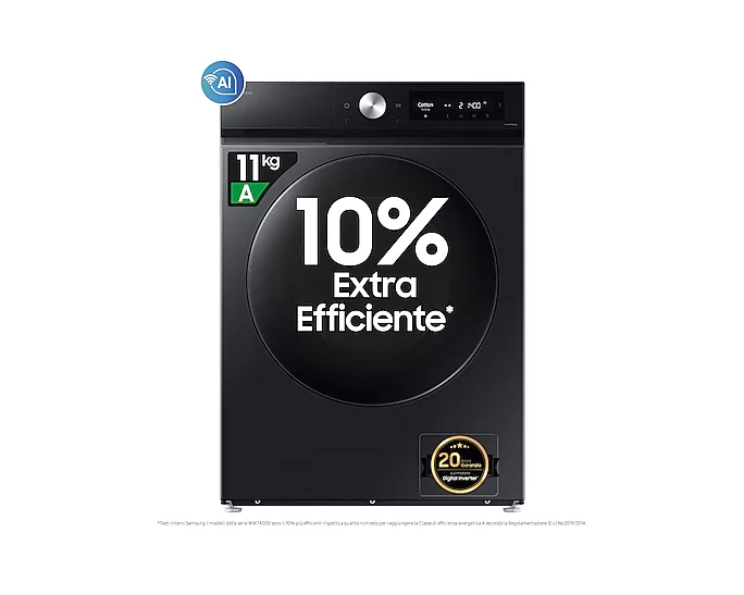 LAVASCIUGA SAMSUNG 11/6 KG 1400 GIRI ECODOSATORE AI WI-FI Classe A/D NERA - Immagine 2 di 4
