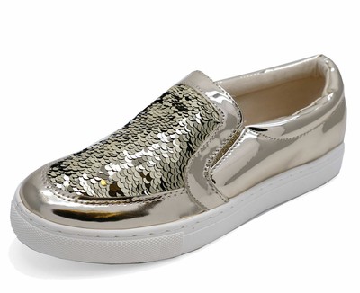 gold sparkly slip on shoes