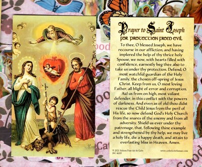 Prayer to St Joseph for Protection from Evil - Paperstock Holy Card 4215