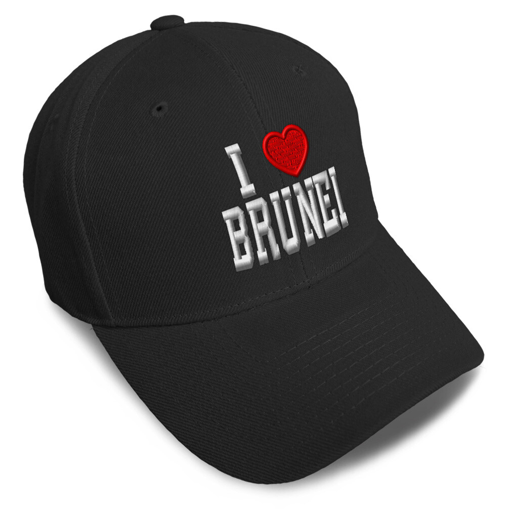 Baseball Cap I Love Brunei Acrylic Dad Hats for Men & Women Strap Closure 1 Size