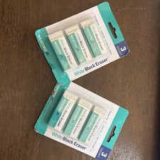 2 Packs- Wexford White Block Eraser Smudge  Latex Free 3 Ct each