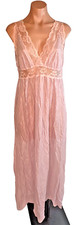 Vintage Texsheen Lilac Purple Ribbed Lace V Neck Nightgown Maxi Negligee Rare L