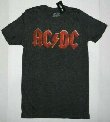 AC/DC Distressed Logo Rock Band Short Sleeve Crew Neck AC DC Tee Shirt New 