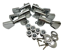 3x3 Chrome Guitar Tuners 18:1 Ratio - Chrome Keystone Button