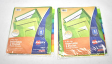 Lot of 2 Packs Avery 8 Piece Big Tab Insertable Plastic Binder Dividers 2 Pocket