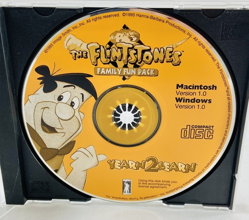 Flintstones Yearn2Learn Family Fun Pack PC CD-ROM Windows 3.1 & MAC Disc Only - Picture 1 of 2