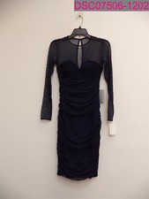 Rip in Neckline-Eliza J Women's Illusion Neck Dress Navy Blue Size 2 EJ9M2882