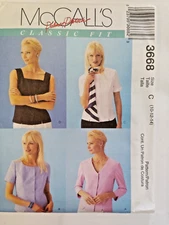 Shirt Tank Top 10 12 14 McCalls 3668 Sewing Pattern UC McCall's Classic Palmer