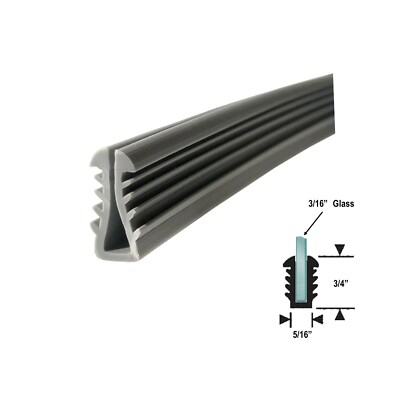 Shower Door Replacement Glazing Vinyl Spline 3/16'' Glass 5/8'' Channel Depth 18ft