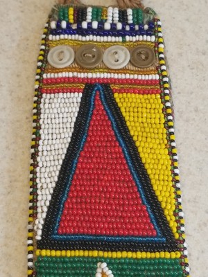 African 20th C. Hand Beaded Yoruba Belt Sash Wall Hanging 39/25