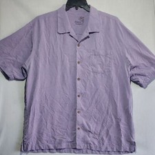 Tommy Bahama 100 silk camp shirt purple with tropical pattern men's size XL