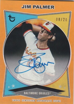 Jim Palmer ORIOLES 2023 TOPPS BROOKLYN COLLECTION ON CARD AUTO ORANGE 8/20 AC-JP