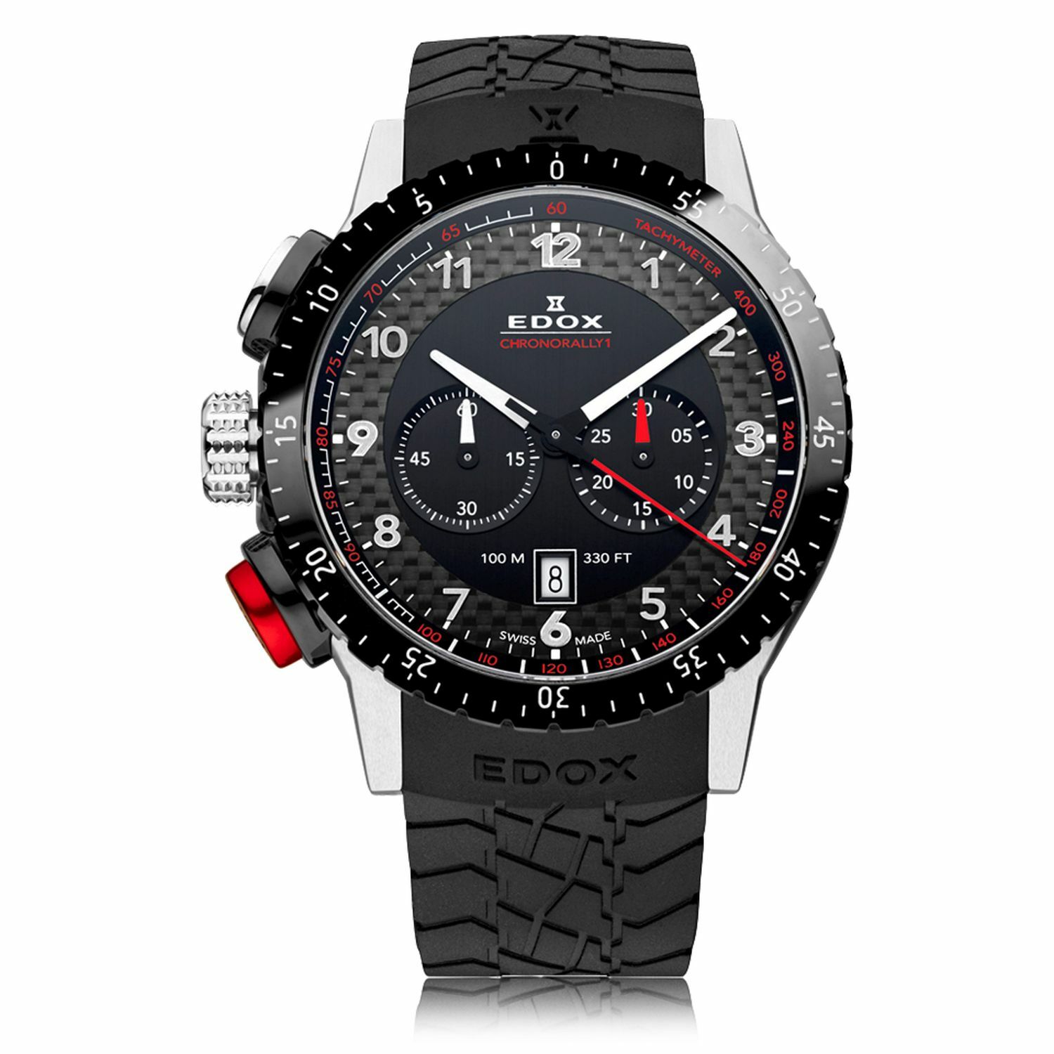 Reloj cronológico de cuarzo negro EDOX 10305 3NR para hombre