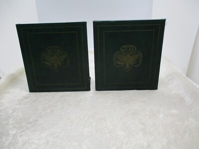 Pair of Vintage 1950's Girl Scout Green Leather Permo Book Ends