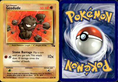 Pokemon TCG Geodude, Fossil 47/62, Vintage 1999 Pokemon Card Pokemon TCG Geodude, Fossil 47/62, Vintage 1999 Pokemon Card