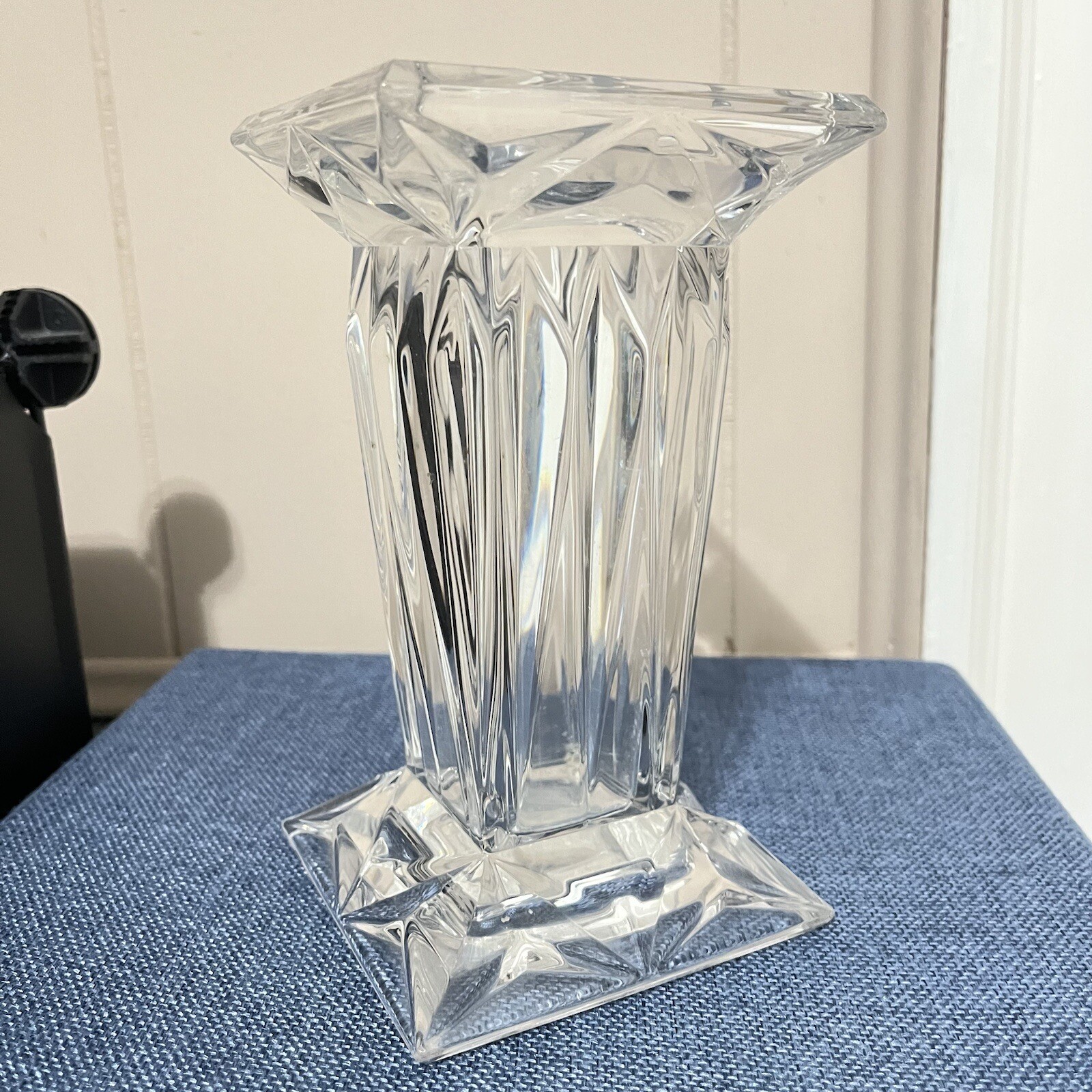PartyLite Quad Prism Lead Crystal Pedestal Pillar Candle Holder Vase eBay