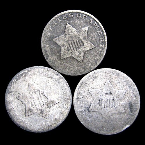 Lot of 3 Silver Three Cent Piece 3cp Silver -- Nice Details Coin Lot ---- #028D
