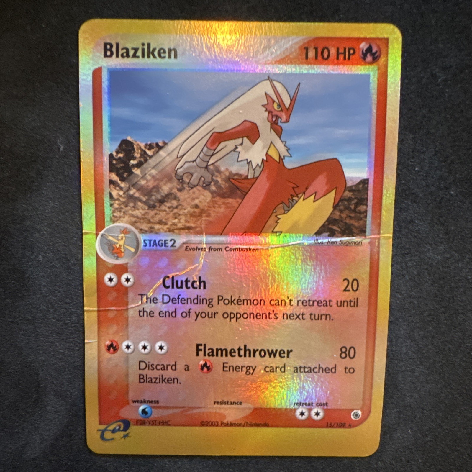 Blaziken #15 - Reverse Holo - DAMAGED - EX Ruby & Sapphire (2003) - Pokemon TCG