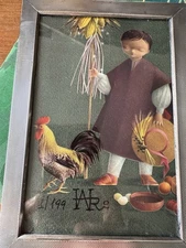 Cornice Argento  Con Opera Grafica Per Unicef Alejandro Rangel Hidalgo Firmata