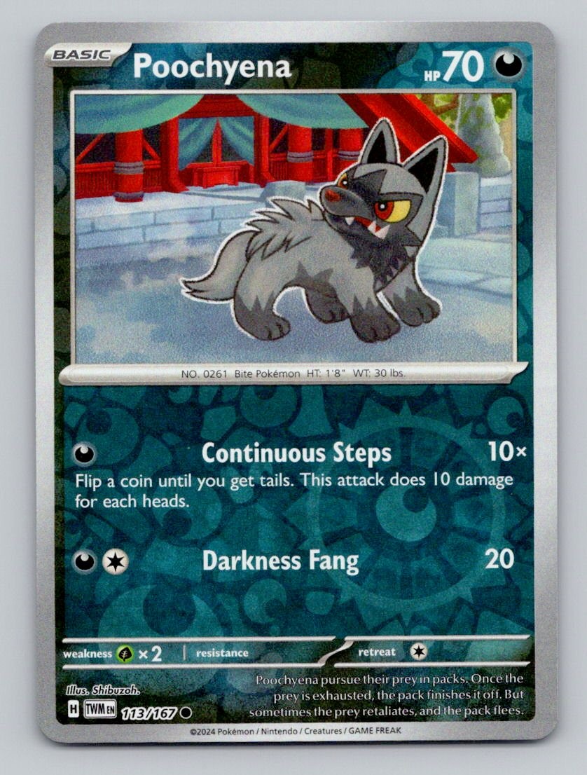 Reverse Holo Poochyena 113/167 Common Twilight Masquerade Pokemon