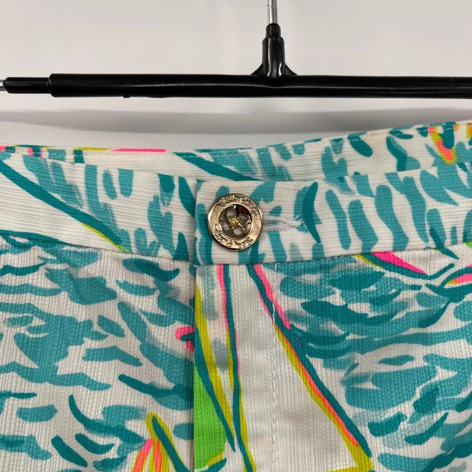Pantalones Cortos Lilly Pulitzer Talla 10 Callahane Estampado Veleros Turquesa Rosa Verde Foto 3 de 4
