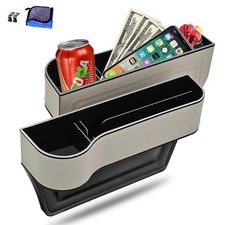 Light Gray Silver Multifunctional Car Seat Organizer 2 Pack Gap Filler